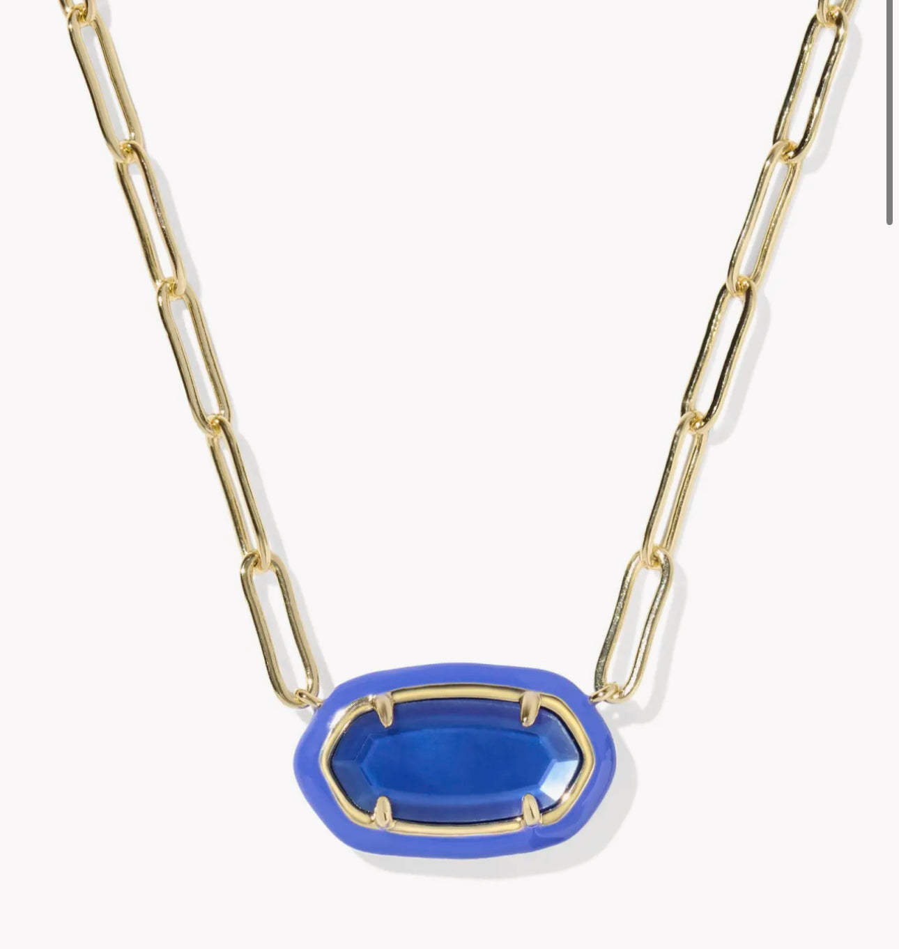 Kendra Scott Elisa Enamel Frame Paperclip Necklace-Gold/Cobalt Illusion