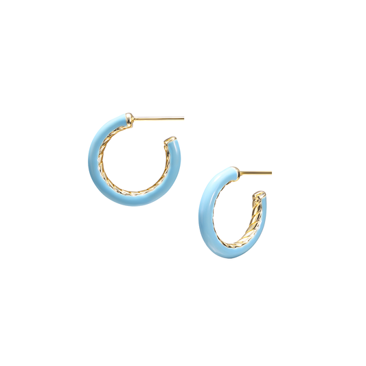 Natalie Wood Design Eclipse Hoop Earrings - Light Blue Enamel