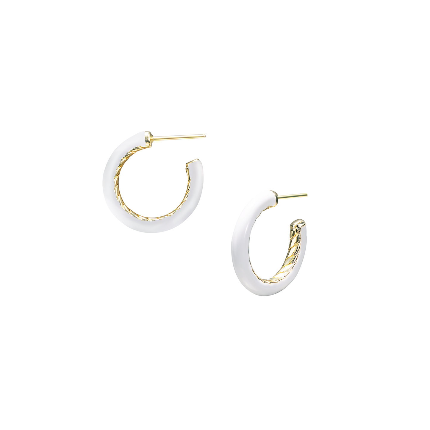 Natalie Wood Design Eclipse Hoop Earrings - White Enamel