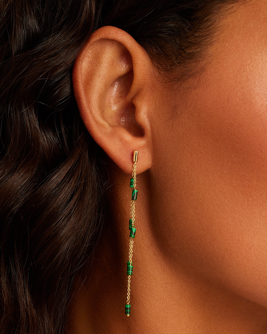 Gorjana Tatum Bead Earrings-Malachite Green