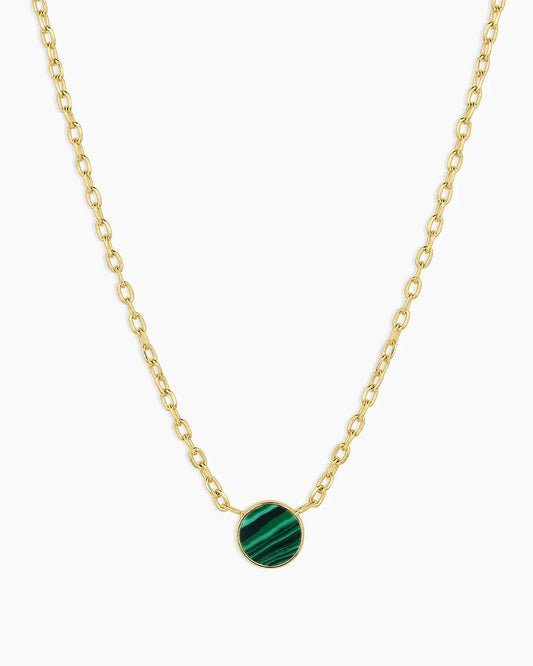 Gorjana Rose Marble Coin Necklace - Malachite