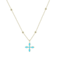 Natalie Wood Design Enamel Cross Drop Necklace - Light Blue