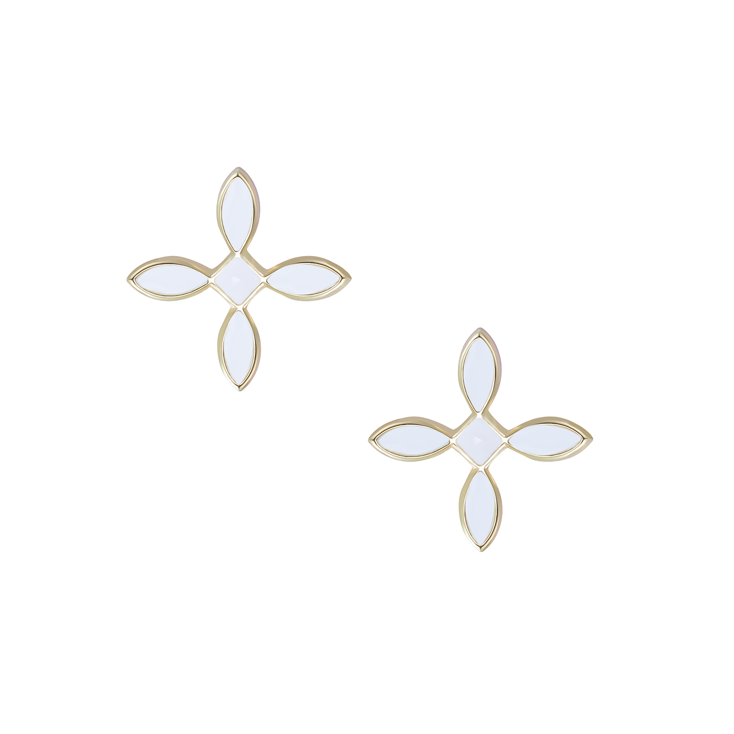 Natalie Wood Designs Enamel Cross Stud Earrings - White