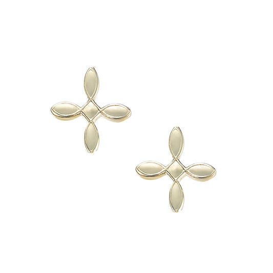 Natalie Wood Designs Enamel Cross Stud Earrings-Gold