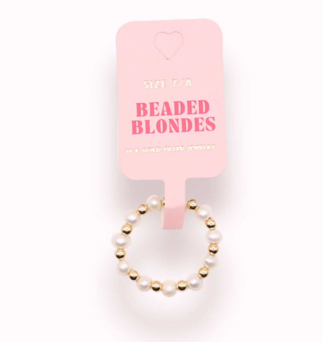 Beaded Blondes "Coastal Pearl" Ring