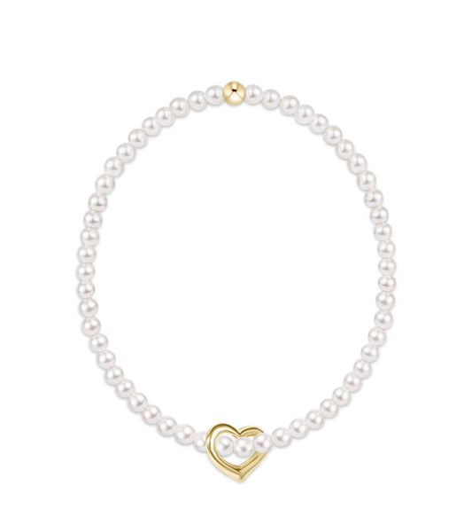 Enewton "Classic Pearl" 3mm Bead Bracelet-Love Gold Charm