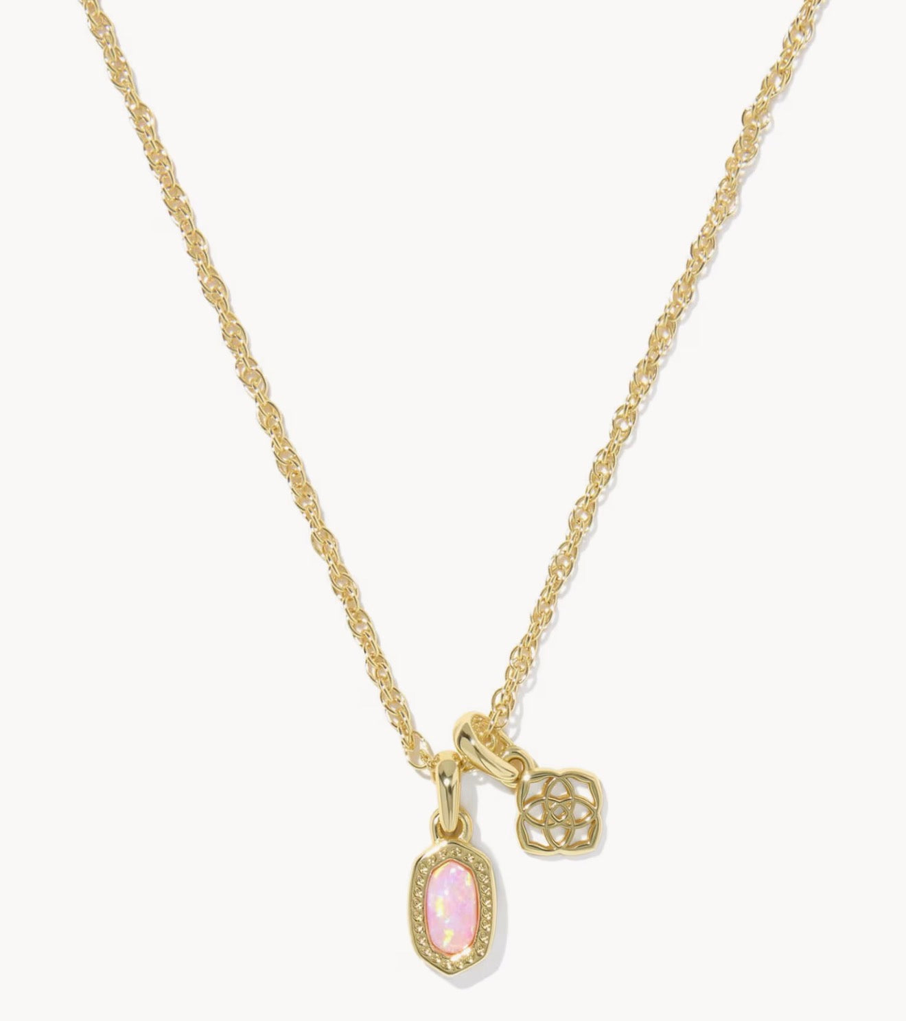 Kendra Scott Mini Elisa Dira Necklace-Gold/Light Pink Lab Opal
