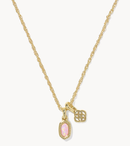Kendra Scott Mini Elisa Dira Necklace-Gold/Light Pink Lab Opal
