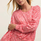 Z Supply Bisous Gingham PJ L/S Top - Kiss Me Red