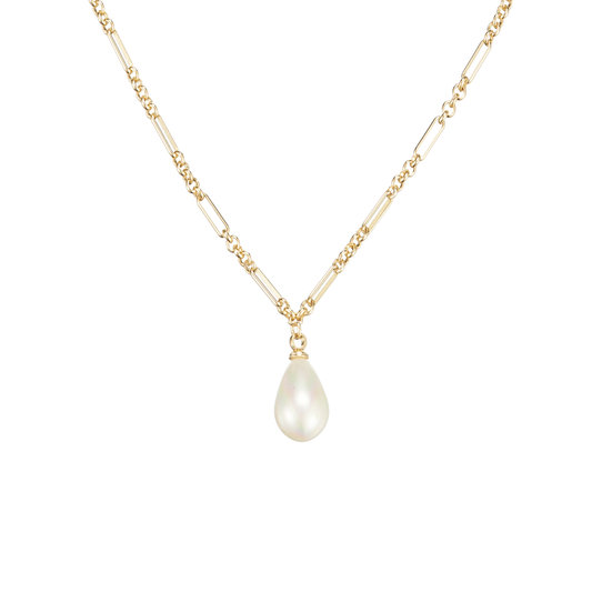Natalie Wood Designs "Adorned" Pearl Drop Necklace-Gold