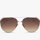 Diff Eyewear “Dash” Brushed Gold Coffee Gradient Sunglasses