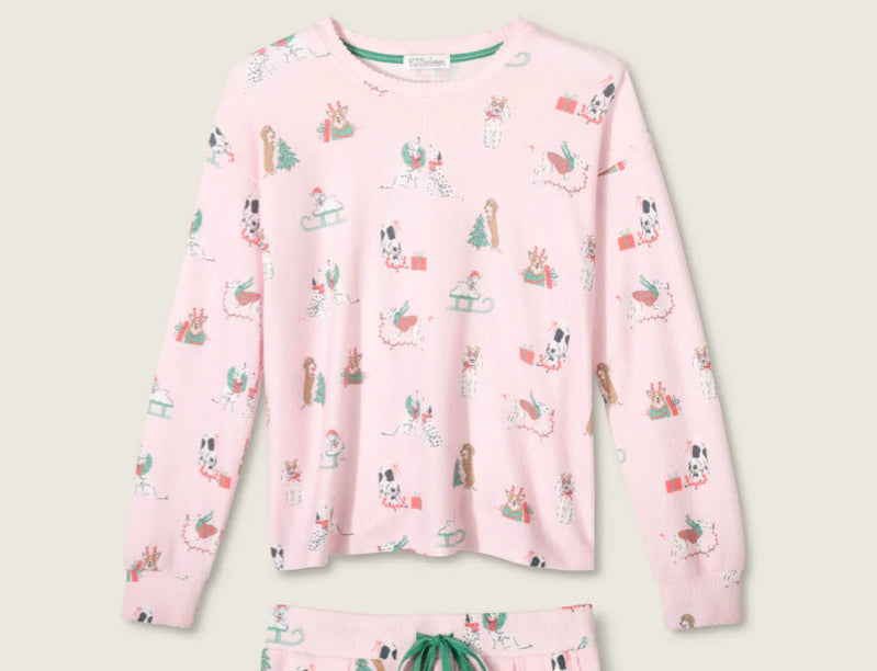 PJ Salvage "Peace & Pawlidays" Dog Print L/S Top