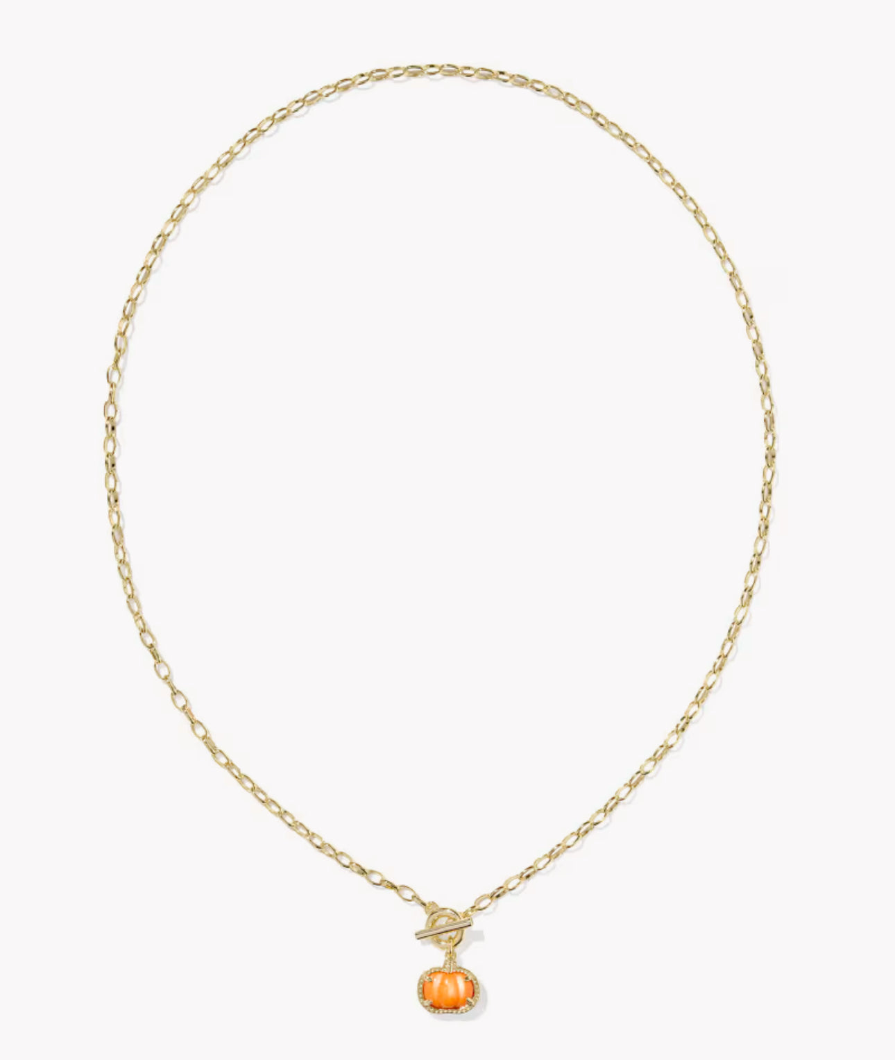 Kendra Scott Pumpkin Link Chain Necklace-Gold Orange MOP