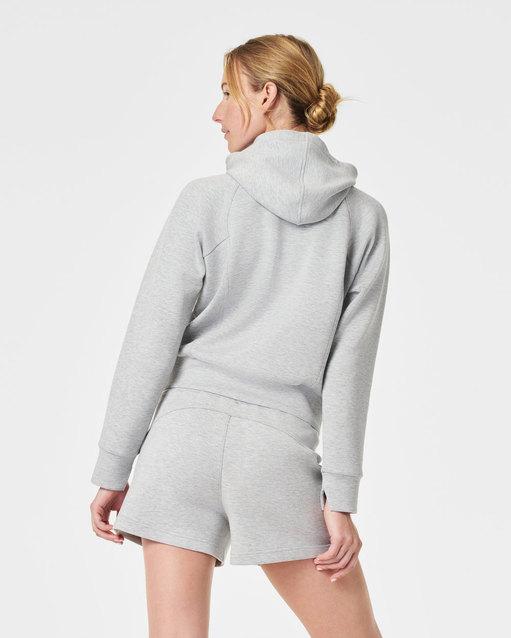 Spanx AirEssentials Full Zip Hoodie- Light Heather Grey