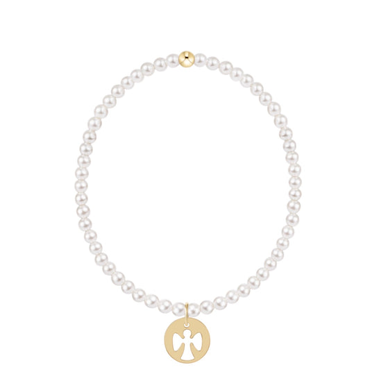Enewton EGIRL “Classic Pearl” 3mm Bead Bracelet- Guardian Angel Gold Disc