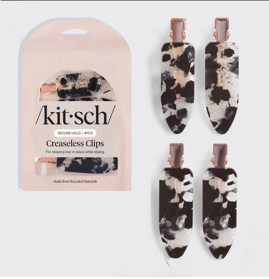 Kitsch Creaseless Hair Clip 4-Piece Set-Black Terrazzo