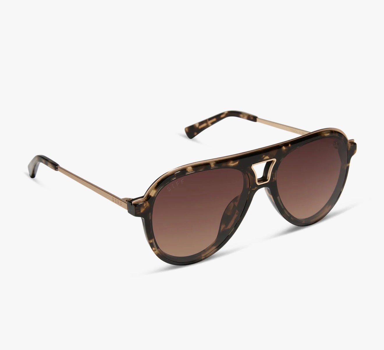Diff Eyewear “Tosca III” Espresso Tortoise Brown Gradient Polarized Sunglasses