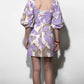 Greylin "Emery" Bubble Sleeve Piped Mini Dress-Cream/Lilac