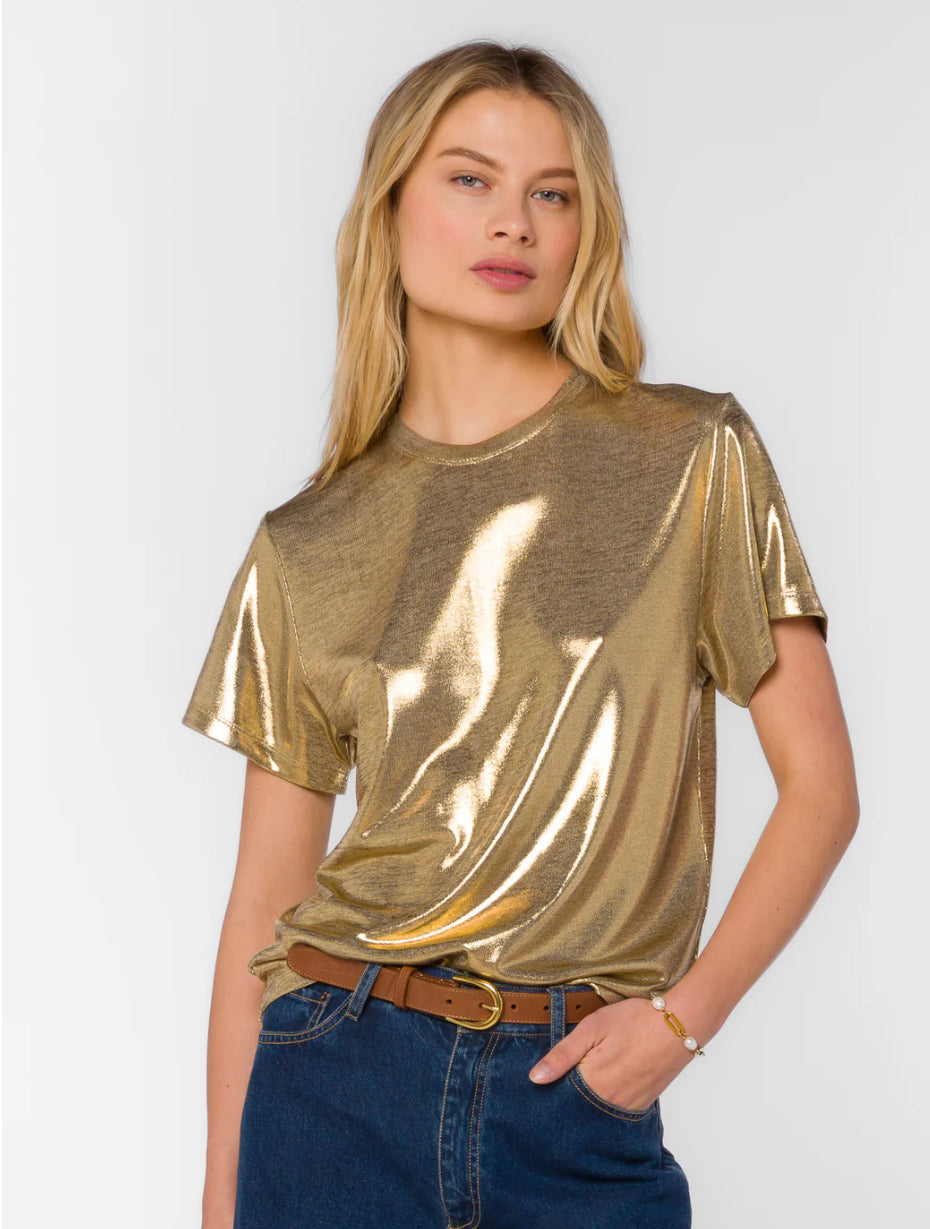 Velvet Heart "Zelda" S/S Metallic Tee-Gold