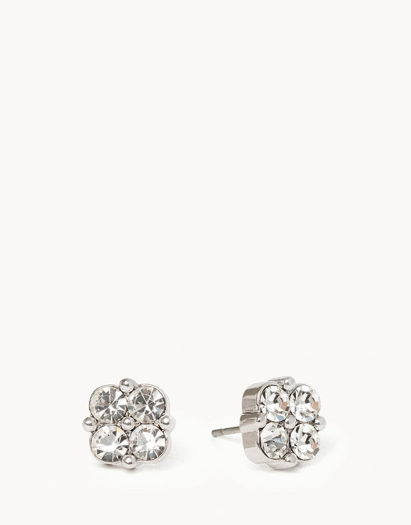 Spartina 449 Sea La Vie Stud Earrings- Blessed/Crystal Clover-Silver