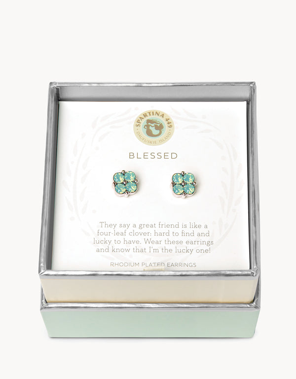 Spartina 449 Sea La Vie Stud Earring-Blessed/Sea Foam Clover-Silver