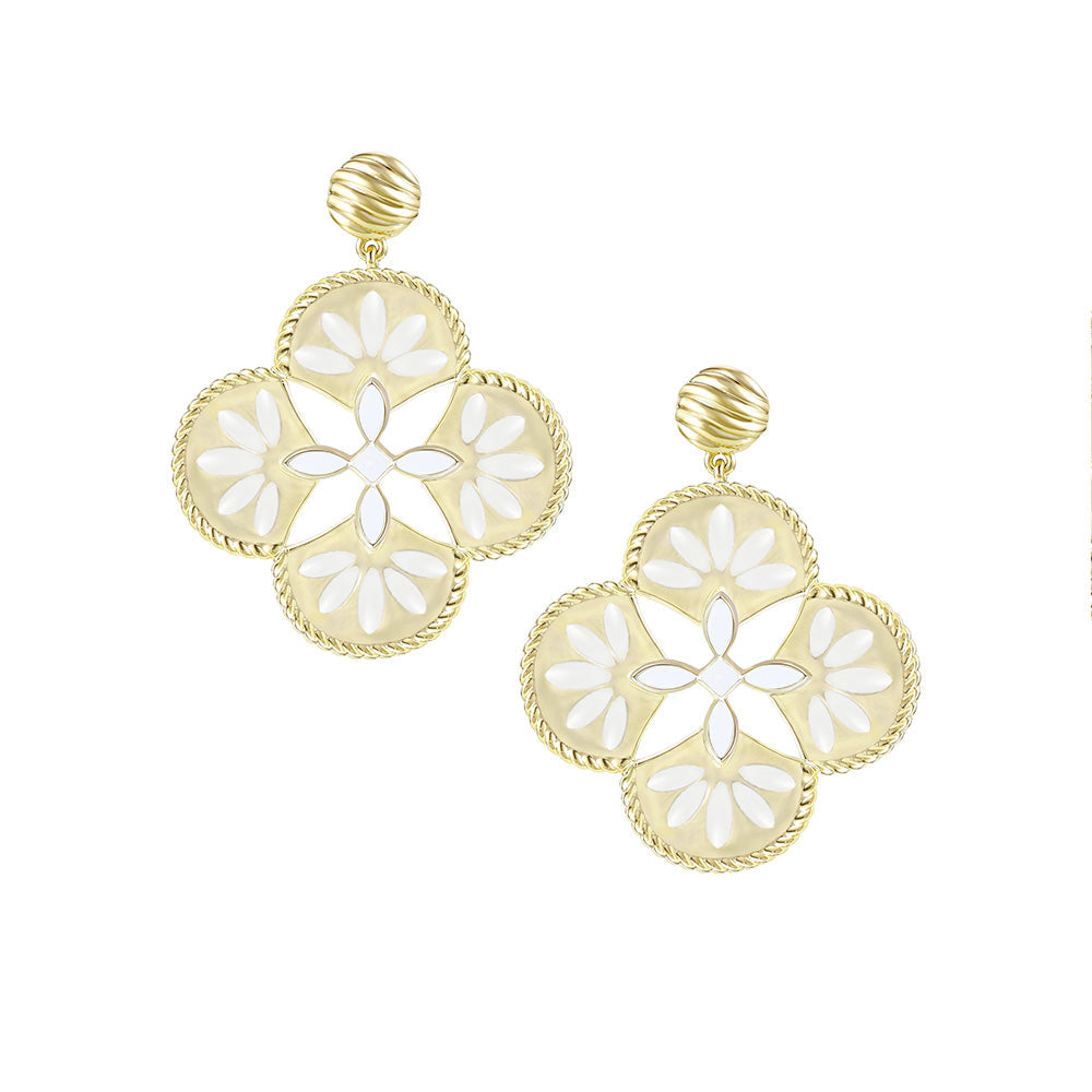 Natalie Wood Designs "Sea Breeze" Statement Earrings-White Enamel