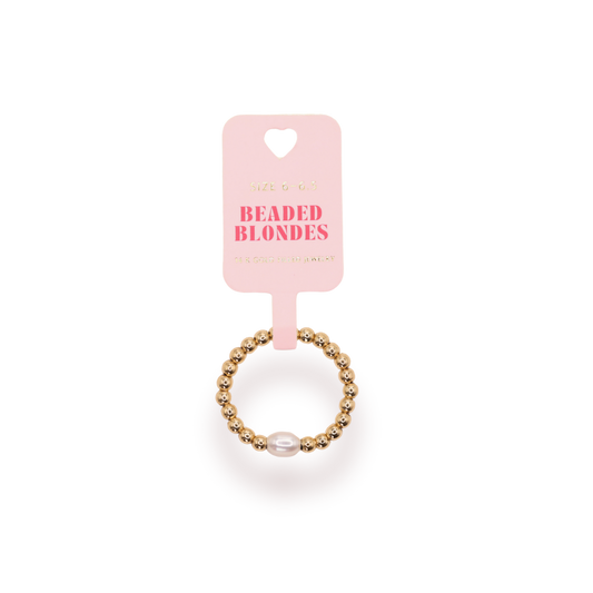 Beaded Blondes "Haley Pearl" Ring-Gold