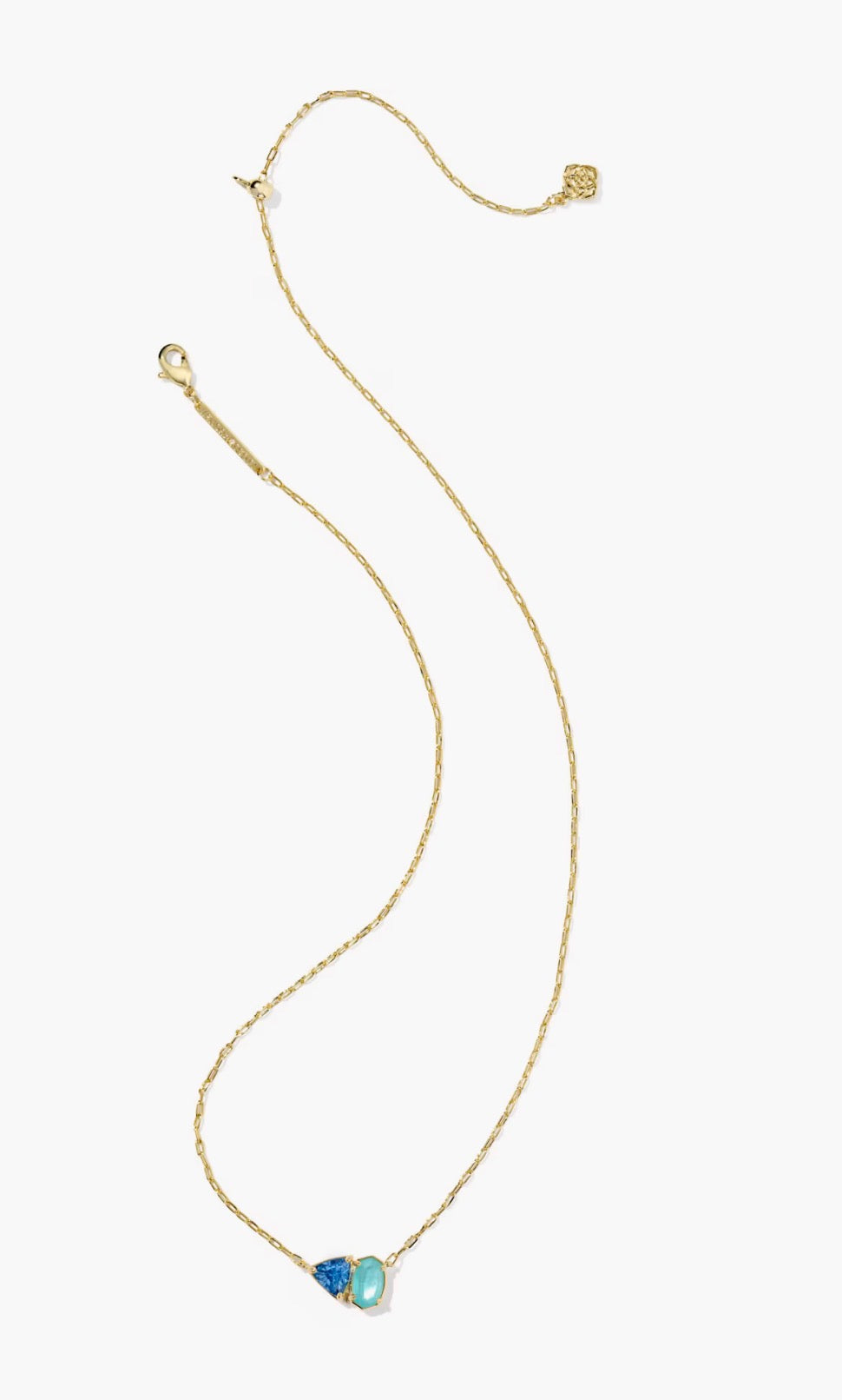 Kendra Scott Tatum Short Pendant Necklace-Gold Light Blue Mix