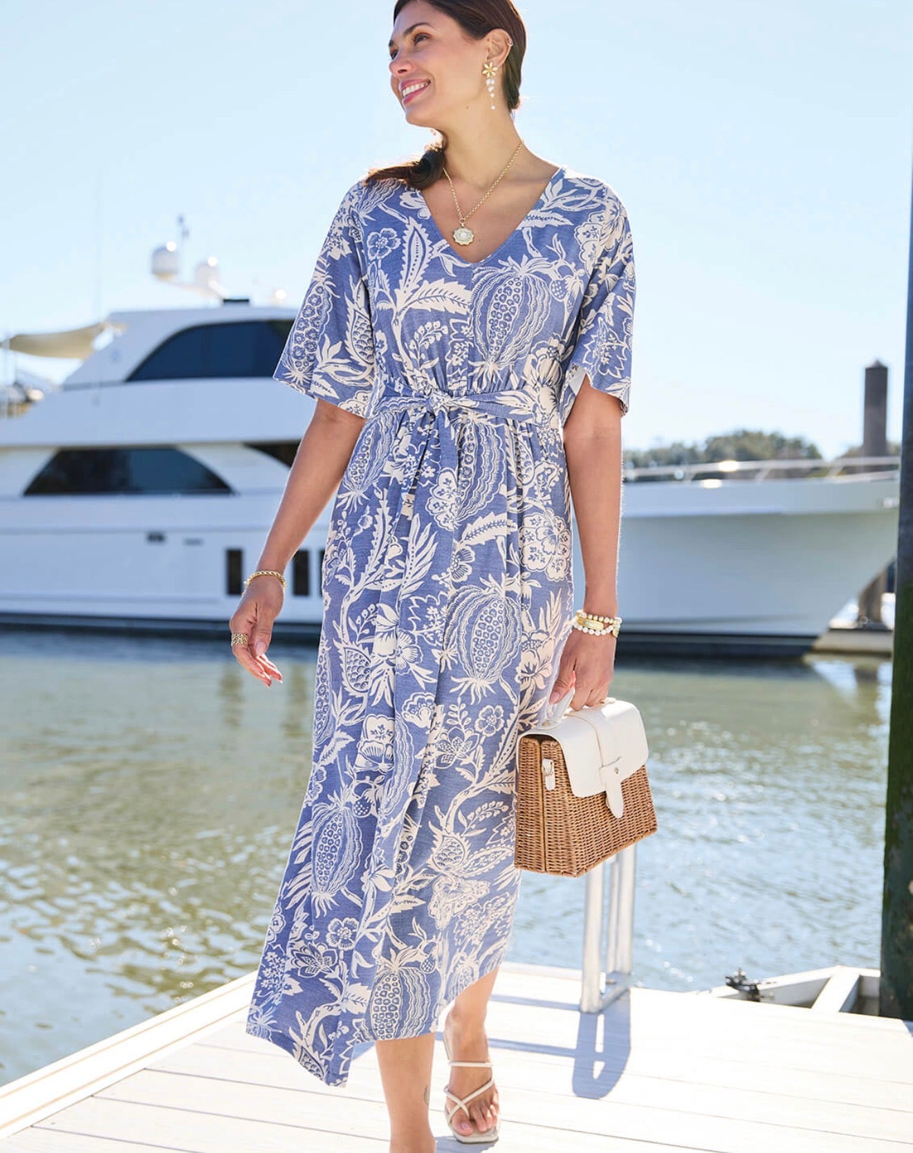 Spartina 449 "Adella" Midi Dress-Flagler Pods Blue