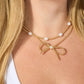 Beaded Blondes "Gold Bow" Necklace-16"