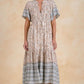Elan S/S V-Neck Midi-Blue Whimsy Print