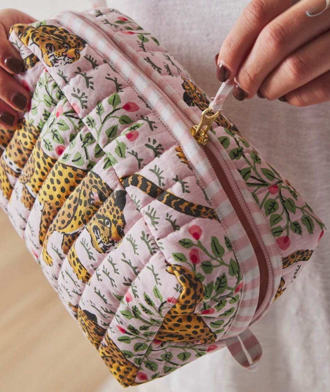 Printfresh "Bagheera" Quilted Pouch-Blush