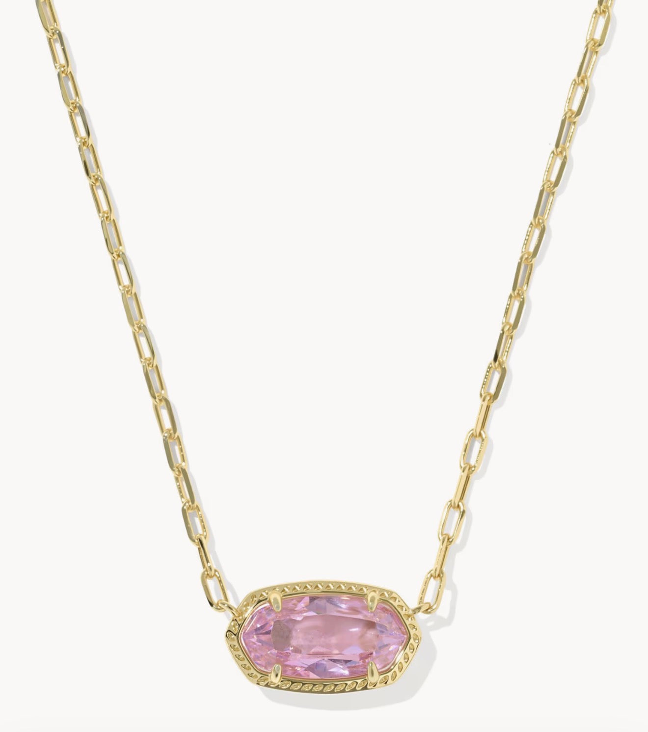 Kendra Scott Elisa Luxe Short Pendant Necklace-Gold Light Pink CZ