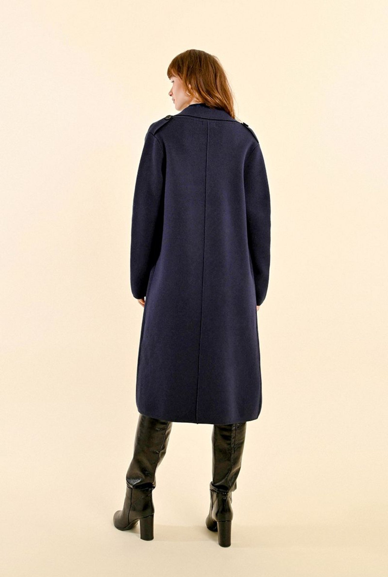 Molly Bracken Knit Coat-Navy Blue