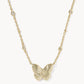 Kendra Scott Cailey Butterfly Short Pendant Necklace-Gold Pink Opalescent Resin