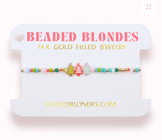 Beaded Blondes "Tree Trio" Holiday Sprinkle Bracelet -Standard 6.75"
