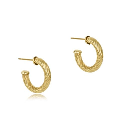 Enewton Round Gold 1.1255" Post Hoop Earrings - 4mm Textured Twist