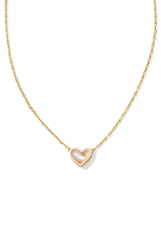 Kendra Scott Framed Ari Heart Pendant Necklace-Gold Iridescent Abalone