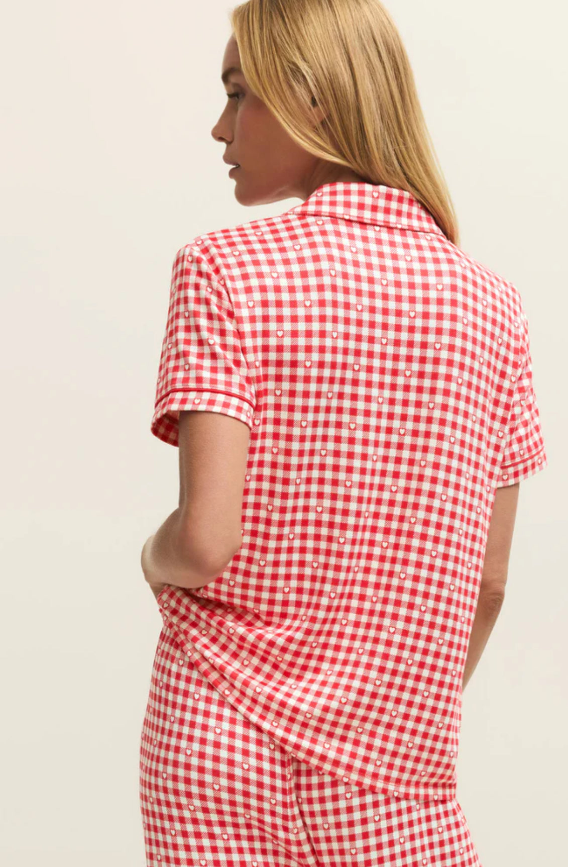 Z Supply Gingham PJ Top - Kiss Me Red