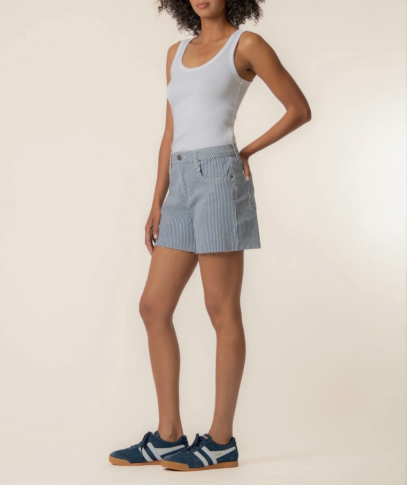 Kut from the Kloth "Jane" High Rise Long Short-Navy/Ivory