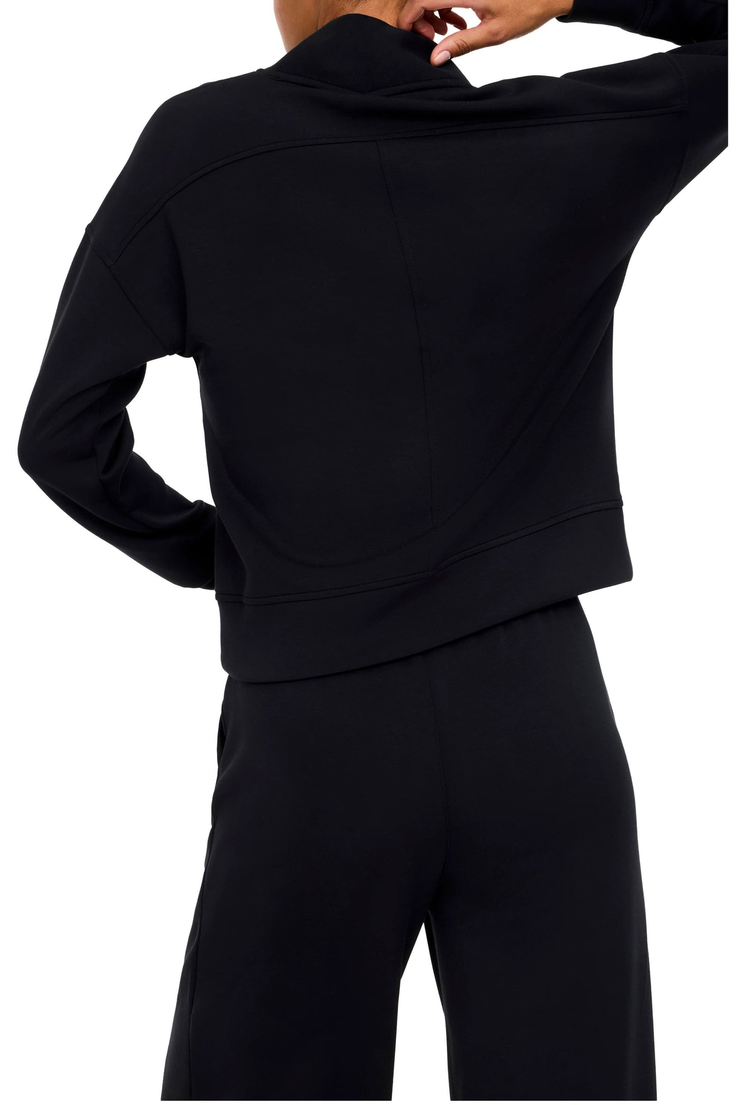 Spanx AirEssentials V-Neck Long Sleeve Sweatshirt - Very Black