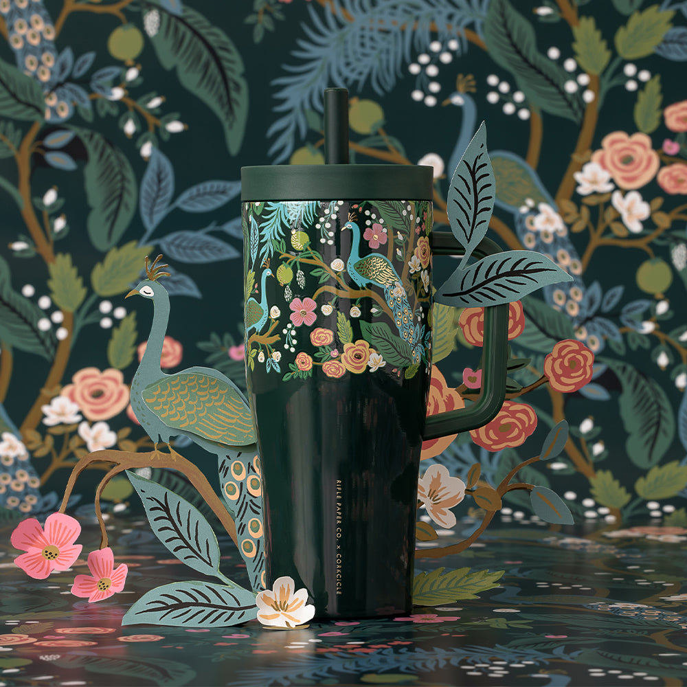 Corkcicle x Rifle Paper Co. “Peacock Blue” Leakproof Cruiser - 22oz.