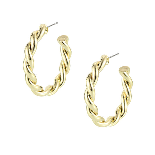 Natalie Wood Designs "Sea Breeze" Wrapped Hoop Earrings-Gold