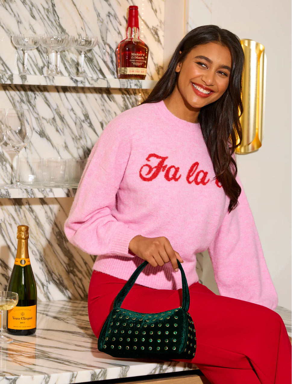 Shiraleah "Fa La La" Sweater-Bubblegum