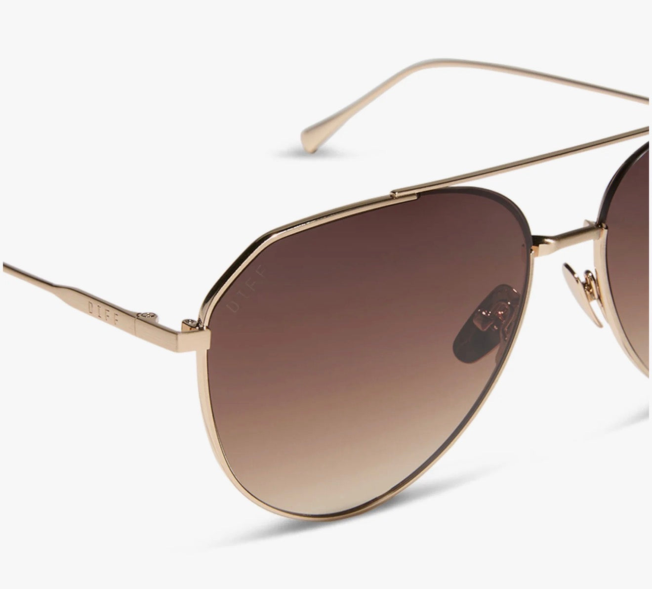 Diff Eyewear “Dash” Brushed Gold Coffee Gradient Sunglasses