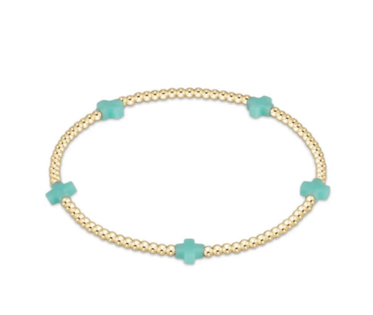 Enewton EGIRL "Signature Cross" Small Gold Pattern 2mm Bead Bracelet-Mint