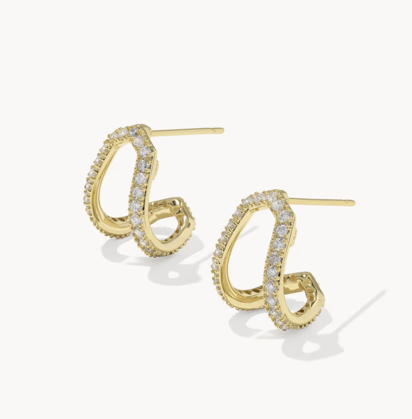 Kendra Scott Daphne Pavé Huggie Earring-Gold White CZ