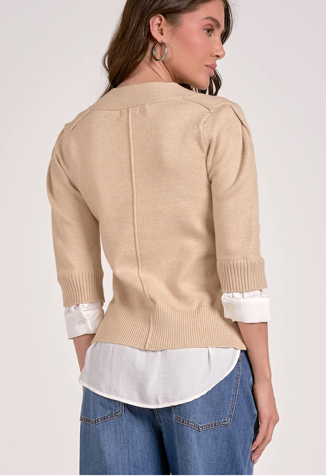 Elan "Monahans" Layered Sweater -Natural