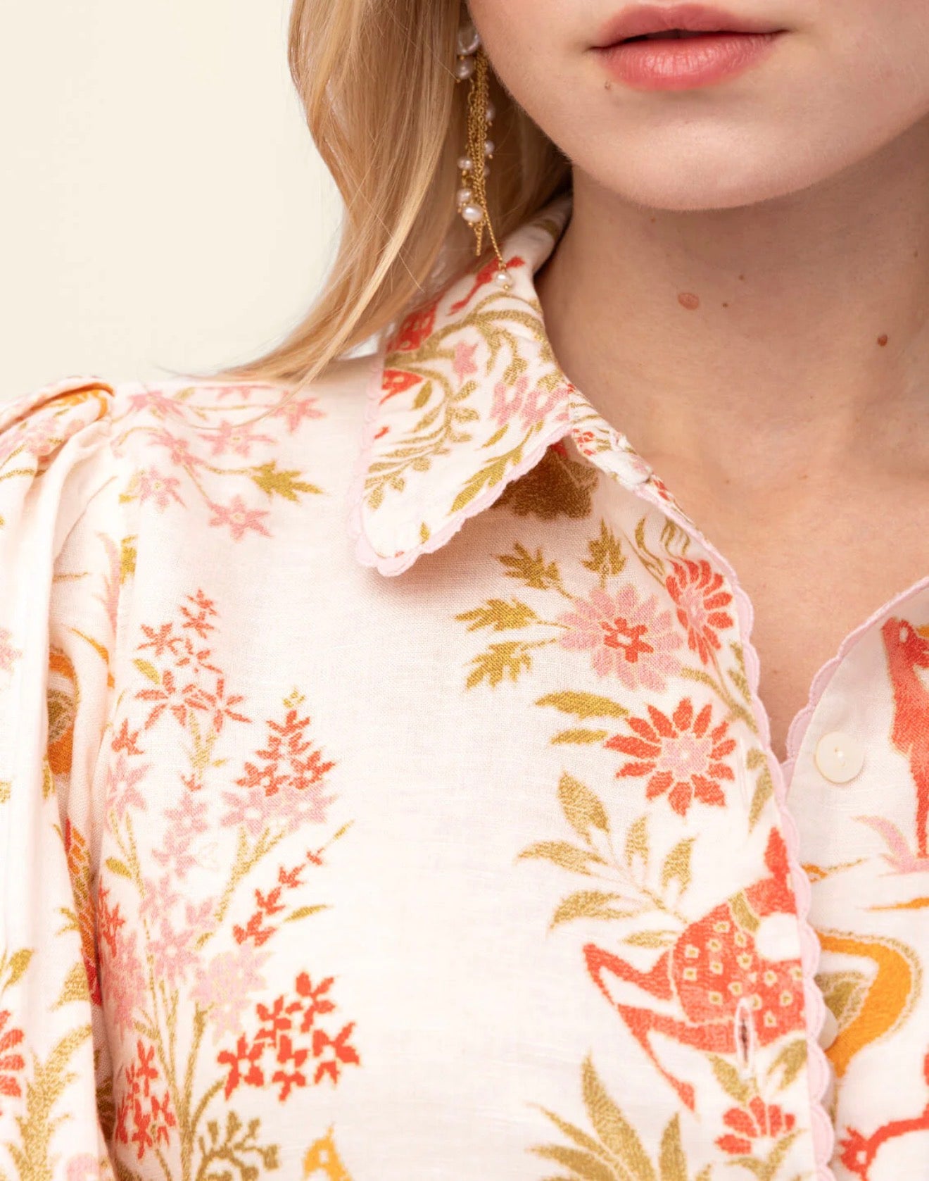 Spartina 449 "Gloria" Blouse- Castillo Toile Cream