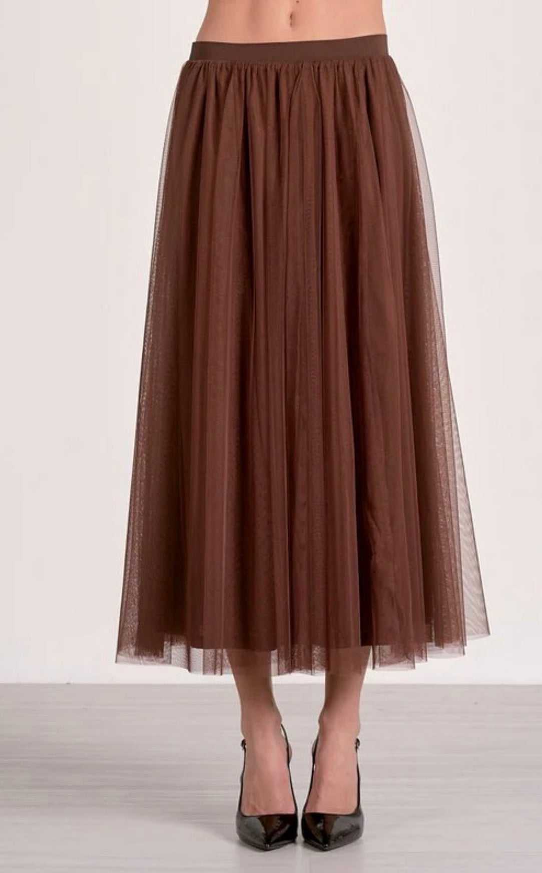 Elan Tulle Skirt-Chocolate